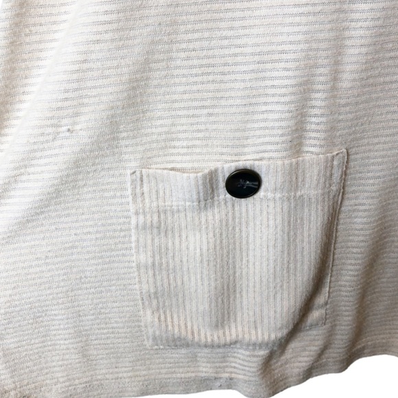 Simply Noelle Cream Striped V-Neck 3/4 Sleeve Tunic Top with Pockets Women's S/M - Picture 9 of 16